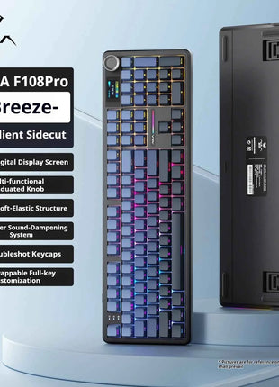 AULA F108 PRO Mechanical Keyboard Custom 100% Layout RGB Backlight Wireless Bluetooth Hifi Switch Gaming Keyboard