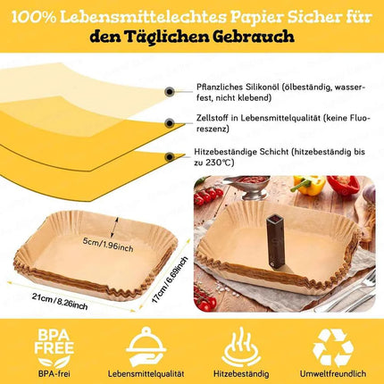 Baking Paper for Hot Air Fryer Cosori 8.5L, Cookwise 9L, Non-Stick Liners for Cosori CAF-R901-AEU, 2 Chambers Fryers Accessories