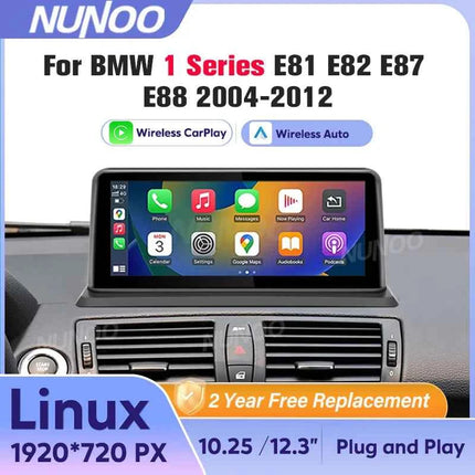For BMW 1 Series E81 E82 E87 E88 2004-2012 CCC CIC Wireless Carplay Android Auto Car Multimedia Player Linux 1920*720 Screen