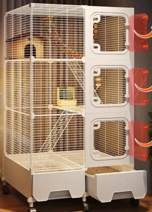 Multi-Level Wire Squirrel Cage, Extra Tall Sugar Glider Habitat, Oversized Chinchilla Villa Cage, Easy-Clean Pet Play House