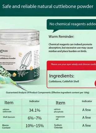 Cuttlefish Bone Powder Rich Calcium Trace Elements Feed Grade Supplement For Birds Parrots Tortoise Promoting Growth & Breeding