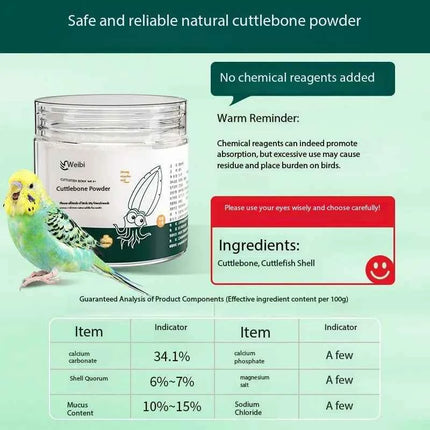 Cuttlefish Bone Powder Rich Calcium Trace Elements Feed Grade Supplement For Birds Parrots Tortoise Promoting Growth & Breeding