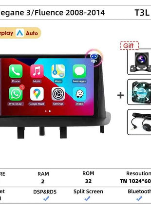 Srnubi Car Radio For Renault Megane 3 Fluence Samsung SM3 2008-2014 Multimedia Player Carplay Android Auto Autoradio Navigatore