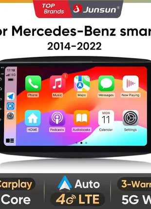 Junsun 8 Core Wireless CarPlay Android Auto Car Radio For Mercedes Benz Smart 453 Fortwo 2014-2020 4G WiFi GPS Navigation Stereo