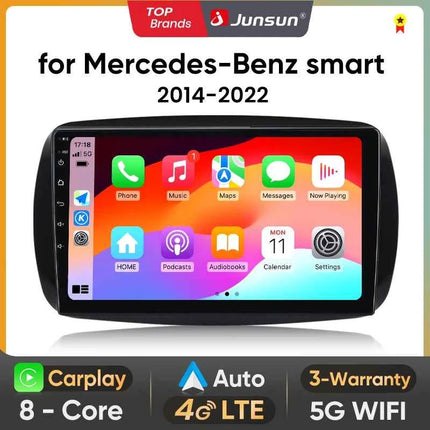 Junsun 8 Core Wireless CarPlay Android Auto Car Radio For Mercedes Benz Smart 453 Fortwo 2014-2020 4G WiFi GPS Navigation Stereo
