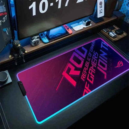 Black Mouse Pad Asus Rgb Gaming Mause Mat Anime Mats Gamer Rug Pc Xxl Cute Pads Large Game Keyboard Carpet Backlight Mousepad