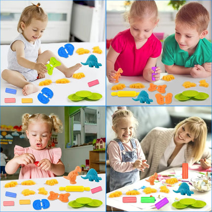 Set di giocattoli in argilla per bambini da 32 pezzi per età 4-6 Strumenti per modellare dinosauri e animali Accessori per impasto creativi Regalo per bambini