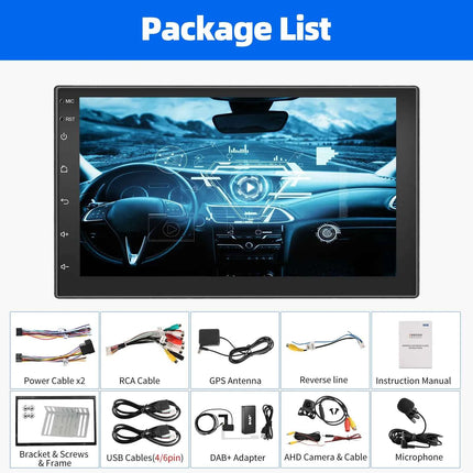 ESSGOO 4+64G Car Stereo Head Unit Radio Wireless CarPlay Android Auto Double 2 DIN 7" IPS Touch Screen GPS SAT NAVI FM DAB+ WIFI