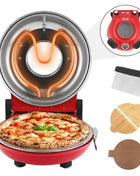 12 Inch Electric Pizza Oven Indoor 1200 Watt Glazed Ceramic Stone Cooker Two-button Precise Temperature Control Heats up 420℃