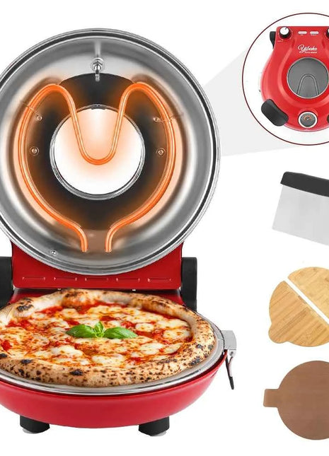 12 Inch Electric Pizza Oven Indoor 1200 Watt Glazed Ceramic Stone Cooker Two-button Precise Temperature Control Heats up 420℃