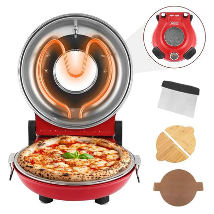 12 Inch Electric Pizza Oven Indoor 1200 Watt Glazed Ceramic Stone Cooker Two-button Precise Temperature Control Heats up 420℃