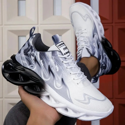Scarpe sportive casual da uomo Scarpe sportive leggere e traspiranti con stampa fiamma Scarpe estive da tennis all'aperto da corsa Scarpe da trekking per uomo