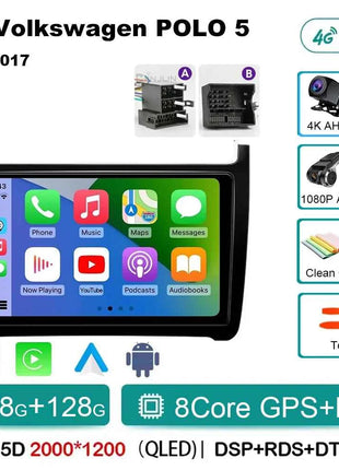 Android 15 For Volkswagen VW POLO 5 Sedan 2008 - 2023 Car Radio Navigation Multimedia Player Carplay Auto Stereo DSP WIFI+4G GPS