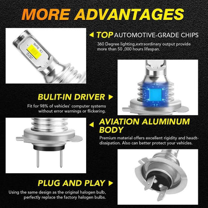 4PCS H7 LED Headlight KIT Combo Bulbs High Low Beam Super Bright White 6000K
