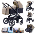 Multifunction 3 in 1 Baby Stroller with Car Seat and Sleeping Basket Baby Pram Lightweight Infant Pushchair Compact Folding Pram