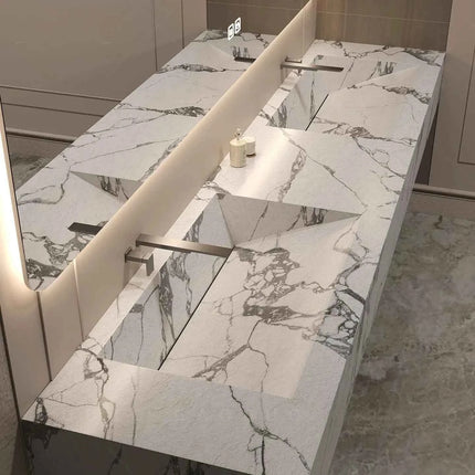 Seamless Stone Vanity Set, One-Piece Basin Bathroom Cabinet , SingleDouble Sink, Stain Resistant & Durable, Customizable