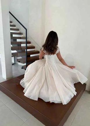 Abito Elegante da Donna in Tulle, Vestito Formale Estivo Sexy con Scollo Quadrato, Corsetto in Vita, Linea ad A, Lunghezza al Ginocchio, per Matrimoni e Cocktail Party