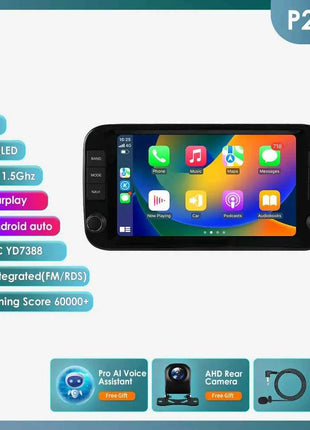 Hizpo 9 Inch 1 Din Wireless Carplay Android Auto Car Radio for Fiat Panda 2013 - 2024 Multimedia Video Player GPS Navigation WIFI Head Unit AI Voice Intelligent Systems Autoradio Stereo QLED Screen Audio FM RDS DVR Camera Map