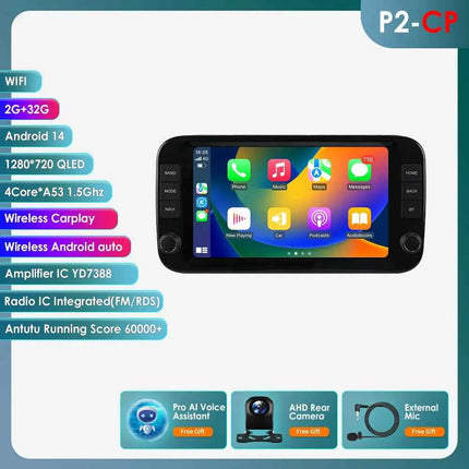 Hizpo 9 Inch 1 Din Wireless Carplay Android Auto Car Radio for Fiat Panda 2013 - 2024 Multimedia Video Player GPS Navigation WIFI Head Unit AI Voice Intelligent Systems Autoradio Stereo QLED Screen Audio FM RDS DVR Camera Map