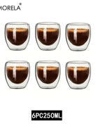 Set Tazze in Vetro a Doppia Parete Borosilicato Termoresistente per Tè Caffè Succo e Acqua
