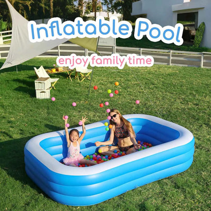 Piscina Gonfiabile Rettangolare Blu per Famiglie, 1 Pezzo, per Esterni, Spiaggia, Feste