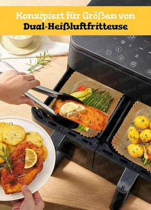 Baking Paper for Hot Air Fryer Cosori 8.5L, Cookwise 9L, Non-Stick Liners for Cosori CAF-R901-AEU, 2 Chambers Fryers Accessories