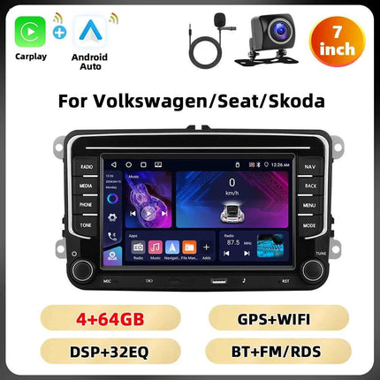 Podofo 6 + 128G 7 ''Car Stereo For VW/PASSAT/CADDY/POLO/BEETLE Multimedia Player Carplay Android Auto Type-C WIFI GPS Car Audio