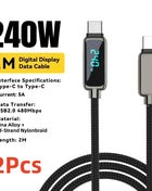 Cavo USB C a USB C da 240 W con PD 3.1, ricarica rapida, cavo intrecciato resistente per iPhone, MacBook Pro, Xiaomi, laptop, caricabatterie Type-C, cavo USB per Mac, cavo Power Delivery.