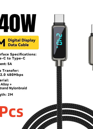 Cavo USB C a USB C da 240 W con PD 3.1, ricarica rapida, cavo intrecciato resistente per iPhone, MacBook Pro, Xiaomi, laptop, caricabatterie Type-C, cavo USB per Mac, cavo Power Delivery.