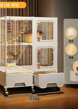 Multi-Level Wire Squirrel Cage, Extra Tall Sugar Glider Habitat, Oversized Chinchilla Villa Cage, Easy-Clean Pet Play House