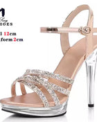 12cm Crystal Glitter Platform Sandals - Non-slip Transparent Wedding Shoes