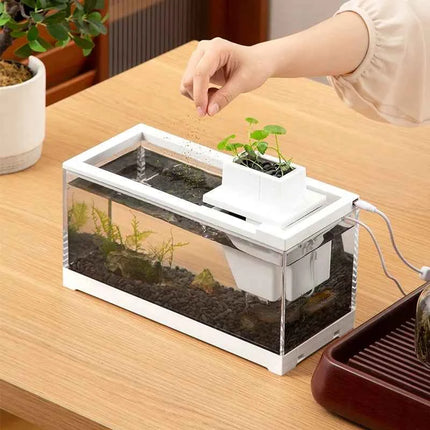 High Transmittance Fish Tank Aquarium Kits with Water Pump Heating Mat Lighting Desktop Decor For Shrimp Jellyfish Goldfish