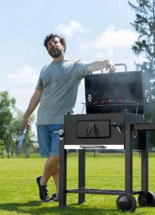 Charcoal Barbecue, Grill Cart, Includes 2 Grills, Shelves with Hooks, Adjustable Charcoal Tray, Barbecue Cart | Charcoal Grill