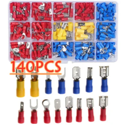 Connettore cavo isolato Cavo elettrico a crimpare Anello di testa a forcella Set anello Cappe a crimpare elettriche Terminali arrotolati Kit assortito