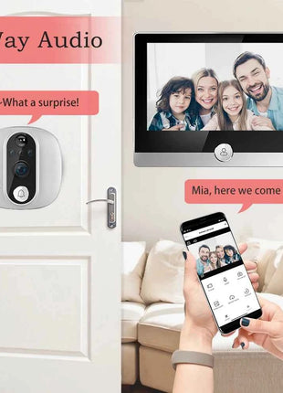 Videocitofono WiFi 3MP 5GHz 2.4GHz con Telecamera Spioncino 1080P Tuya Smart Life, Rilevamento Movimento PIR, Batteria 5000mAh e Visione Notturna IR