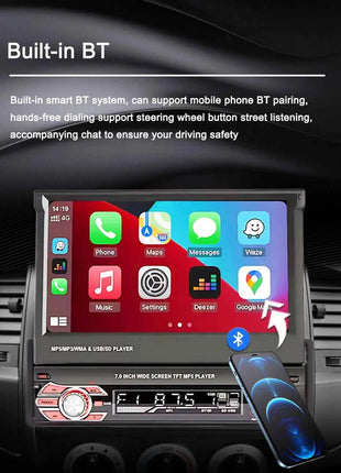 1 Din MP5 Player 7 Inch Carplay Android Auto Universal  Manual Automatic Retractable Touch Screen Car Player FM Radio