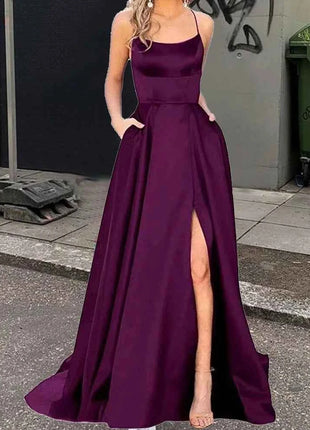 Nuovo per le donne Abito elegante Moda estiva Festa notturna Formale Abito da sera lungo con spalline Abiti da sposa eleganti