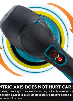 Lucidatrice per auto senza fili Gisam 8Gear con display digitale, lucidatrice elettrica per auto, macchina per lucidatura e ceratura auto, compatibile con batteria Makita 18V.