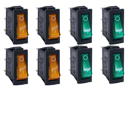 8 pezzi AC 250 V/15 A, 125 V/20 A LED illuminato On/Off SPST 3 pin 2 posizioni Mini barca interruttore a levetta a bilanciere a scatto per la casa fai da te