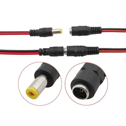 2.1x5.5mm DC maschio femmina cavo di alimentazione Pigtail connettore filo 12V 1A DC connettori barilotto di alimentazione 25CM per telecamera di sicurezza CCTV