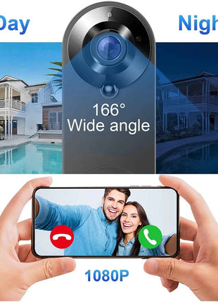 Videocitofono senza fili 1080P Telecamera WiFi Campanello per porta intelligente Tuya Sicurezza domestica intelligente Rilevazione movimento Campanello citofono per visione notturna