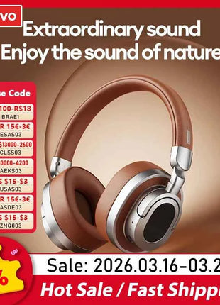 Lenovo LE602 Bluetooth 6.0 Over-Ear Headsets HiFi Stereo Sound Fashionable Music Earphones ENC HD Call Wireless Wired Headphones