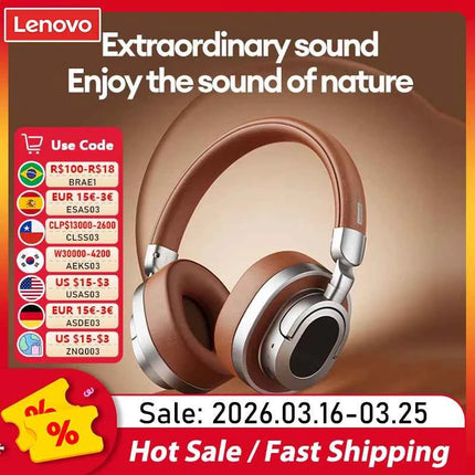 Lenovo LE602 Bluetooth 6.0 Over-Ear Headsets HiFi Stereo Sound Fashionable Music Earphones ENC HD Call Wireless Wired Headphones
