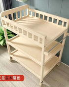 Baby Solid Wood Diaper Changing Table Multi-functional Bathing Massage Touching and Nursing Table for Newborns Movable