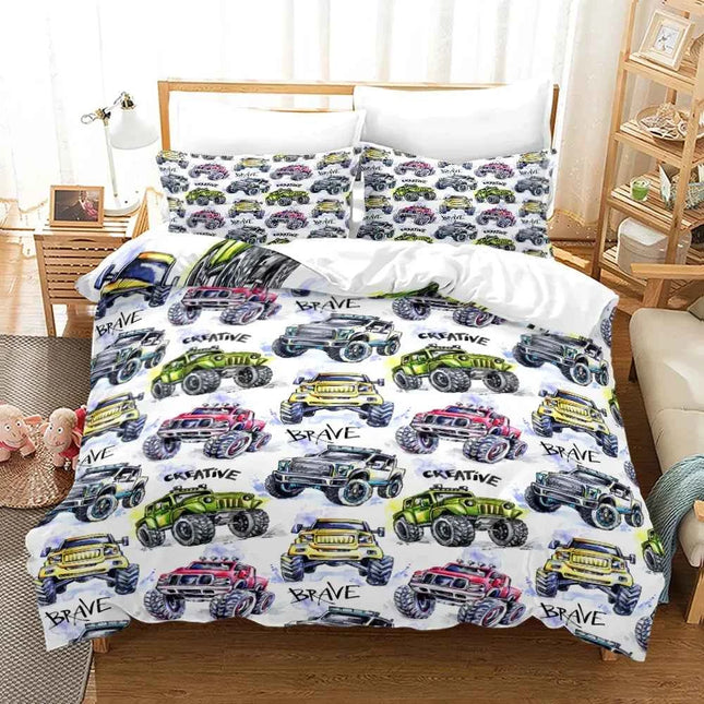 M-Monster Jam Bedding Set Single/Twin/Full/Queen/King Size Monster Jam F-F1 Bed Set Aldult Kid Bedroom Duvetcover Sets 3D Anime