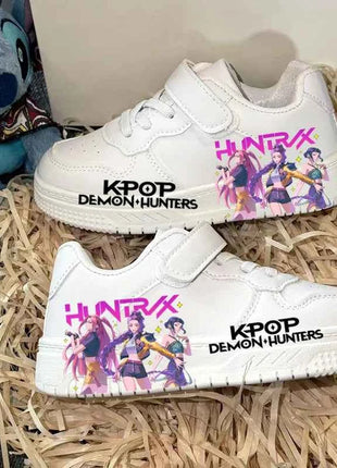 Scarpe Casual alla Moda per Bambini, Sneakers Sportive Bianche con Design Stampato KPOP, Antiscivolo e Traspiranti per Ragazzi e Ragazze