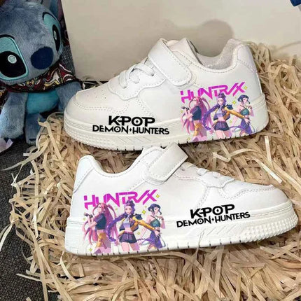 Scarpe Casual alla Moda per Bambini, Sneakers Sportive Bianche con Design Stampato KPOP, Antiscivolo e Traspiranti per Ragazzi e Ragazze