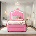 Rosahqnda Children's Bed 90 x 200 cm,Upholstered Bed with Slatted Frame Princess Bed,Girls Bed, Single Bed,Teenager's Bed,PU