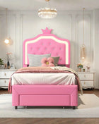 Rosahqnda Children's Bed 90 x 200 cm,Upholstered Bed with Slatted Frame Princess Bed,Girls Bed, Single Bed,Teenager's Bed,PU