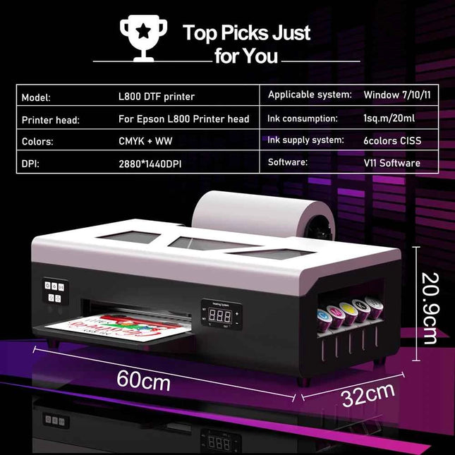 A4 DTF Printer For Epson L805 DTF Printer Direct Printing Transfer For Clothing Fabric T-shirt jean bag printing machine A4 DTF